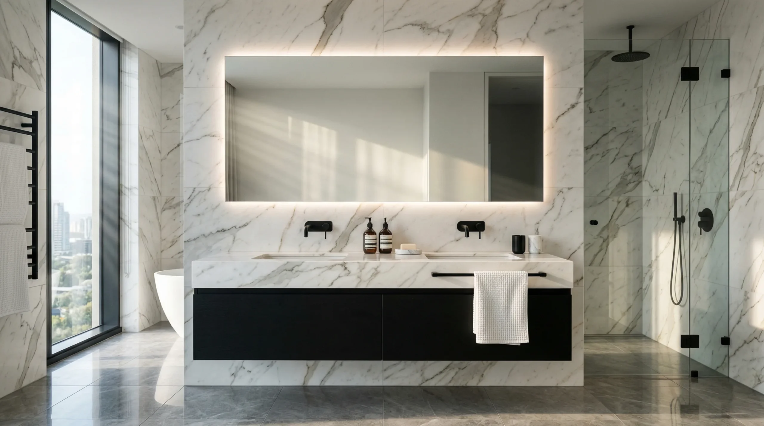 Matte Black Apartment Floating Bathroom Vanity for Contemporary Interiors