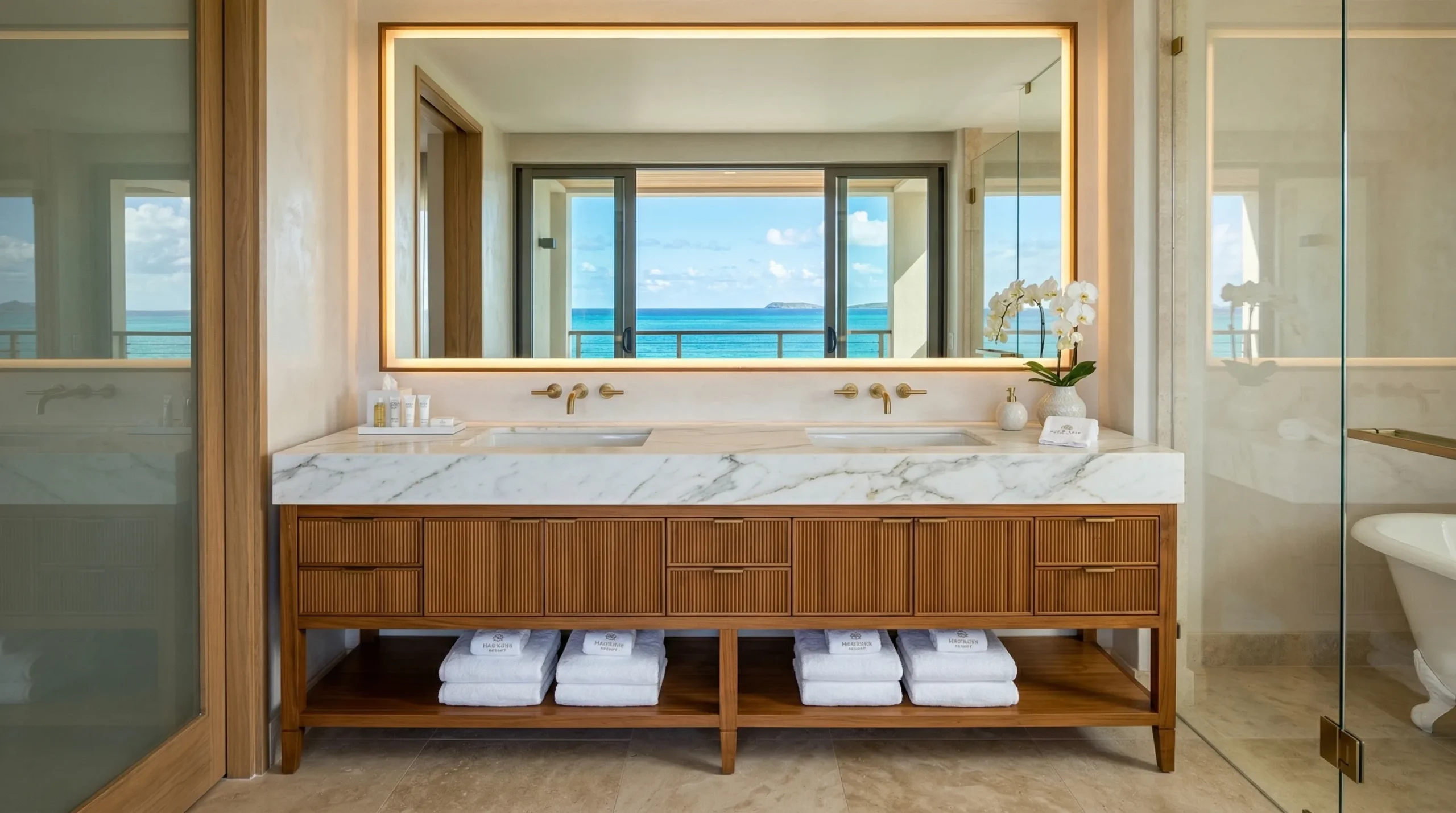 Custom Hotel American Bathroom Vanity for Luxury Resort Projects by George