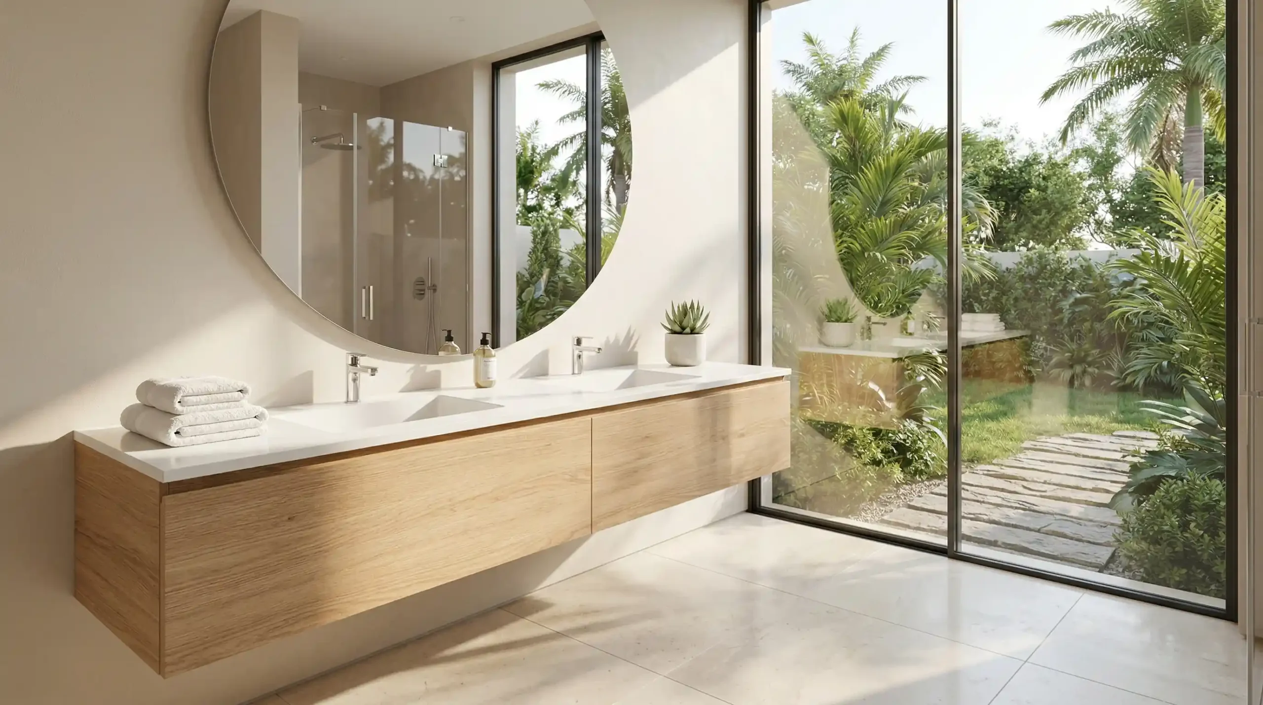 Moisture Resistant Oak Villa Floating Bathroom Vanity