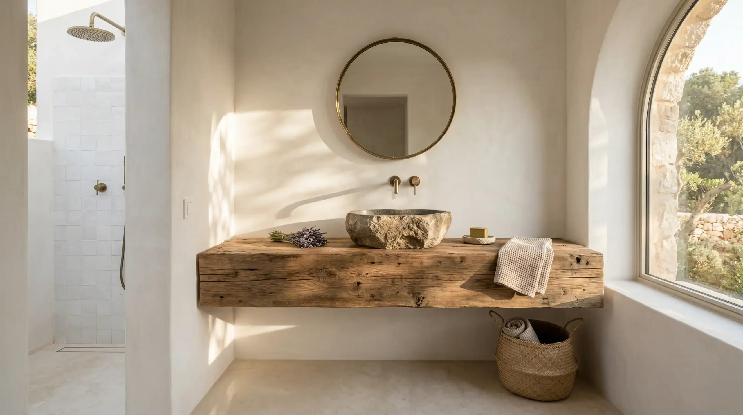 Sustainable Walnut Floating Vanity for Eco-Friendly Resorts