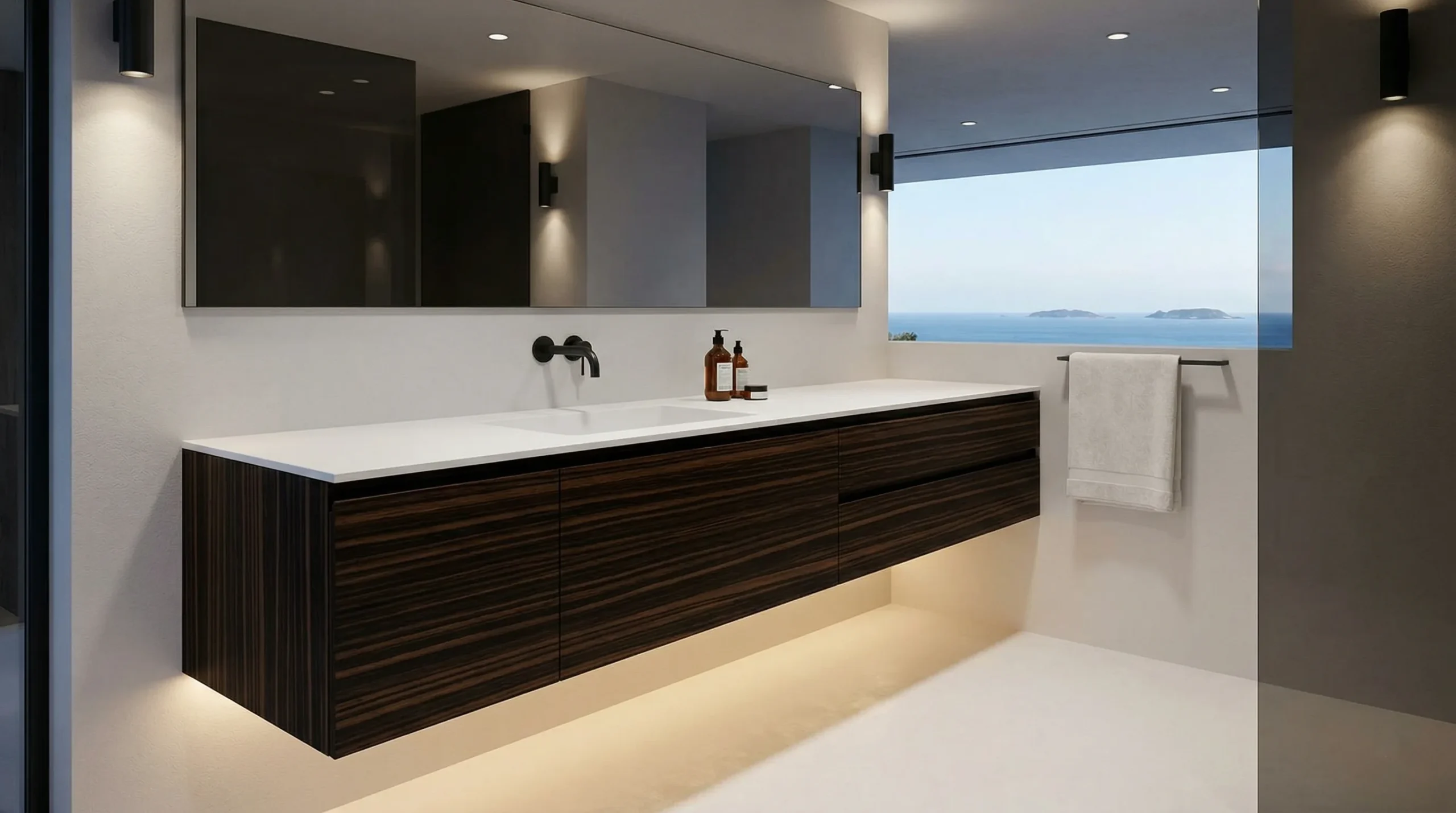 Exotic Hardwood Floating Vanity for Island Villa Projects