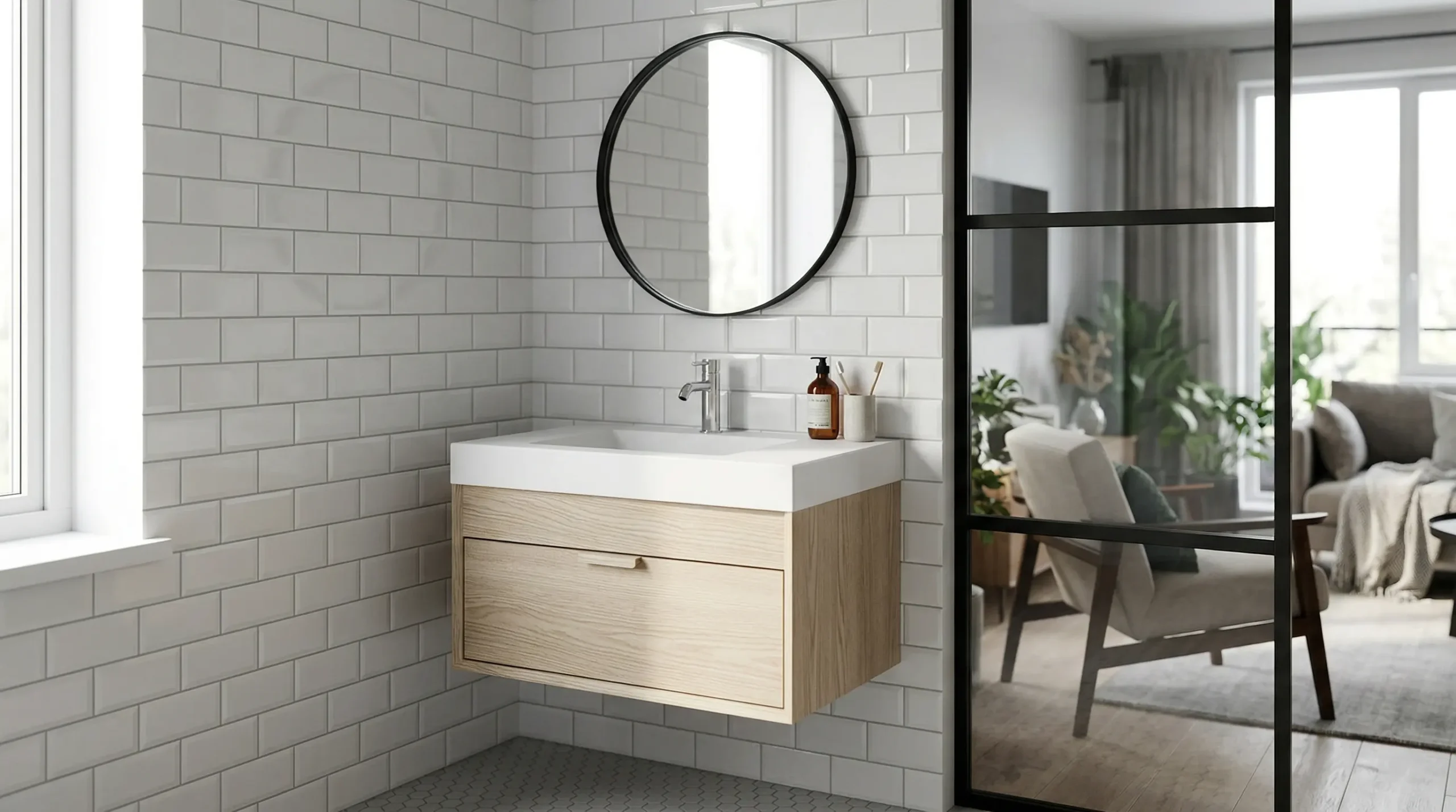 Tailor-Made Small Custom Floating Bathroom Vanity for Studios