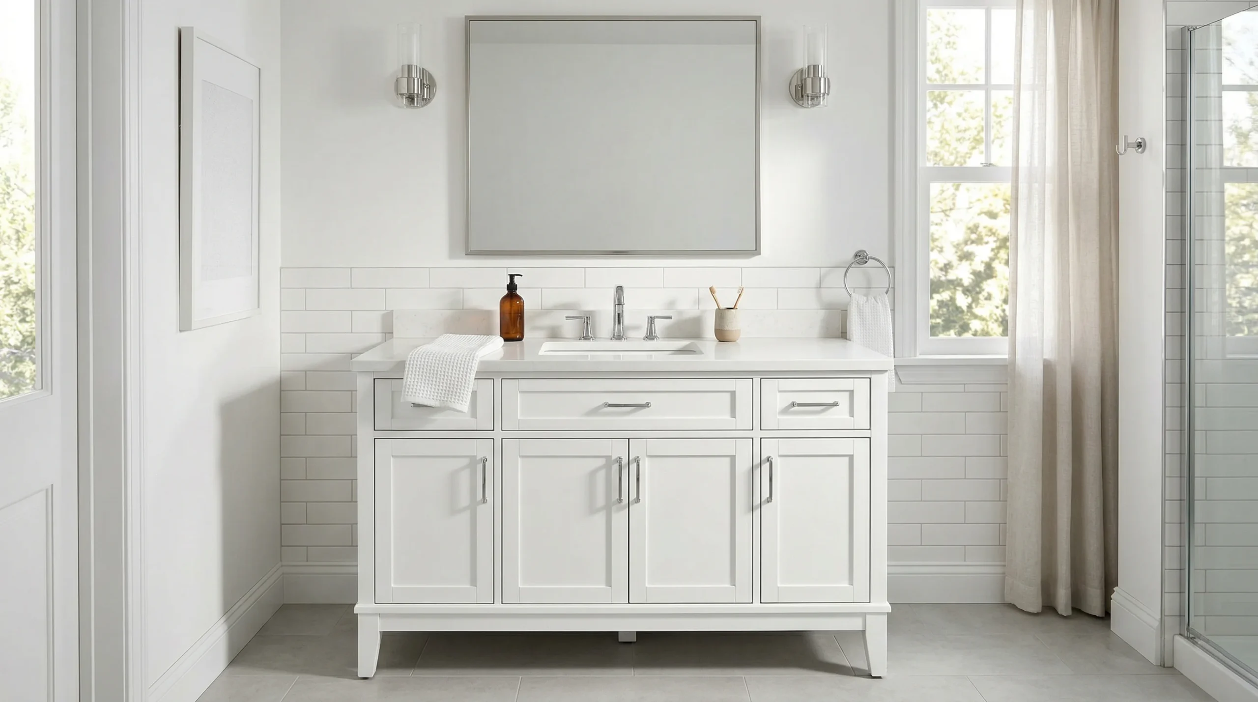 60 inch double sink bathroom vanity for multi family projects