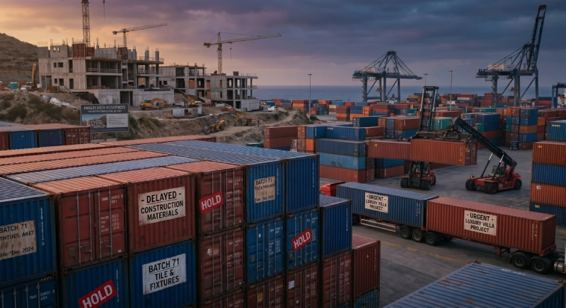 Shipping container delay logistics construction project impact