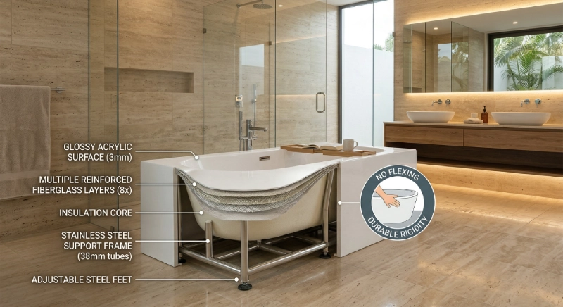 Durable acrylic bathtub