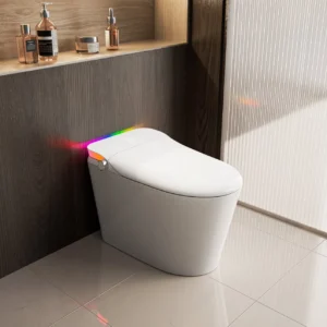 V1 White Freestanding Bathroom Smart Toilet with AI Voice Control for Modern Condo