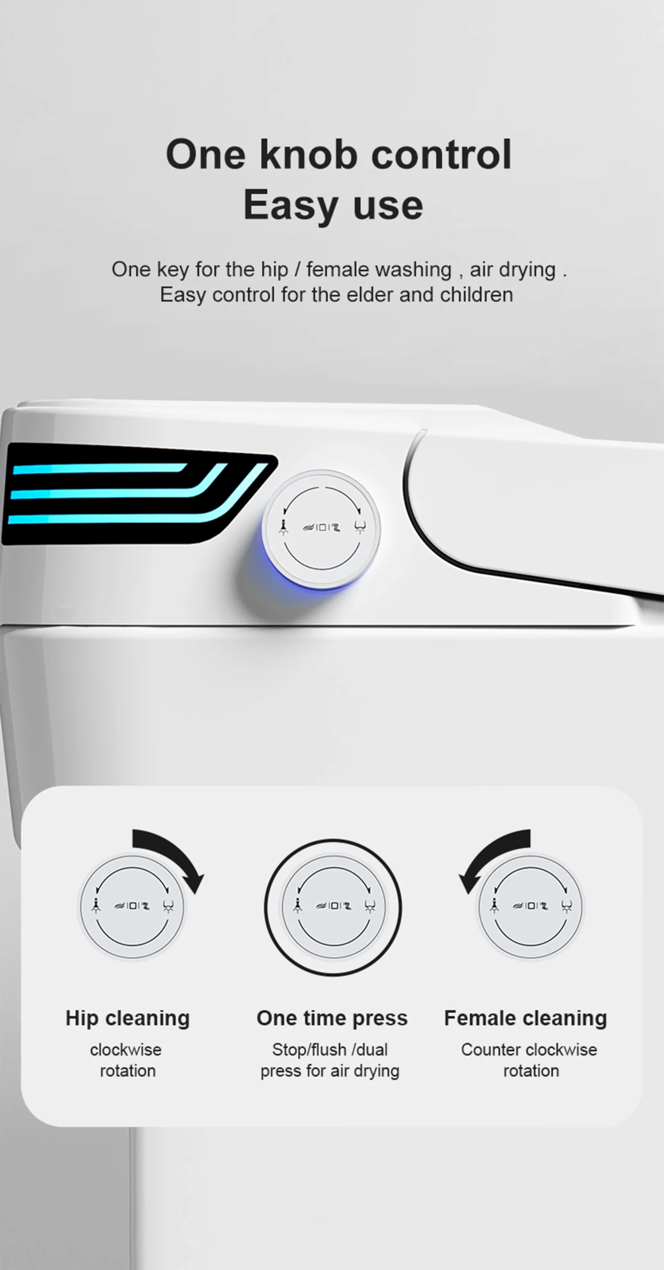 W1 Freestanding White Bathroom Smart Toilet with One-knob Control for Villa Project