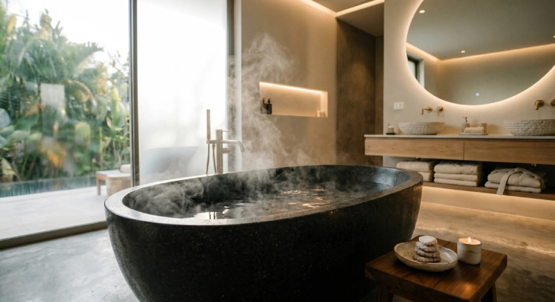 acrylic bathtub heat retention luxury spa bathroom warm water experience