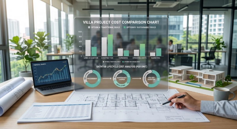 acrylic vs fiberglass bathtub total cost of ownership comparison for villa projects