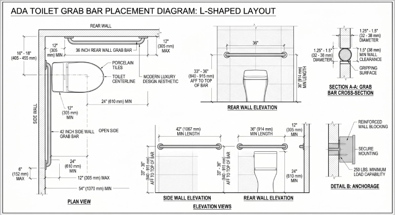 ada grab bar requirements toilet placement
