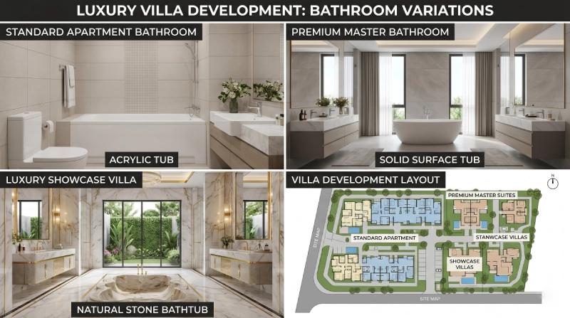 bathtub material strategy for luxury villa and real estate projects