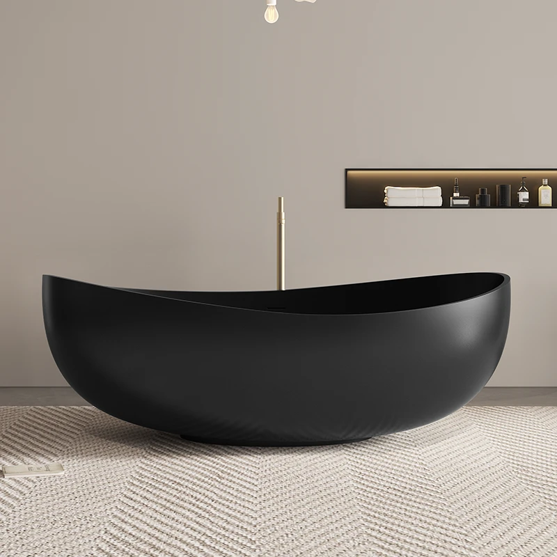 matte black solid surface bathtub