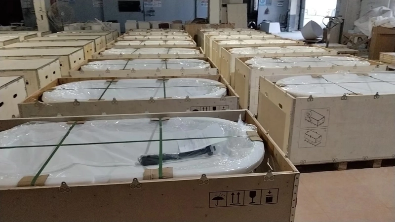 export packaging bathtub wooden crate shock protection system