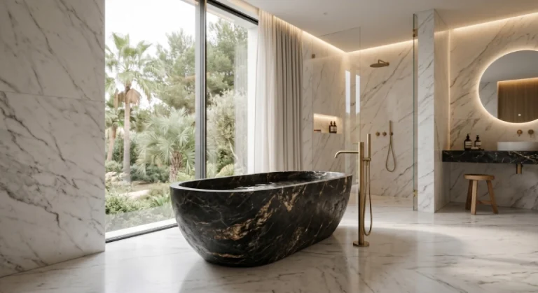 luxury villa bathroom acrylic vs fiberglass bathtub comparison high end interior design