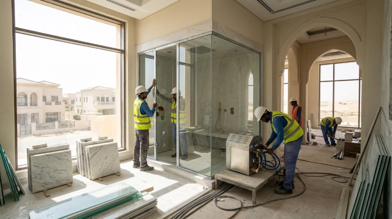 luxury villa steam room installation B2B project