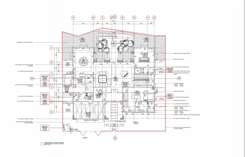 Blueprint site coordination luxury villa bathroom