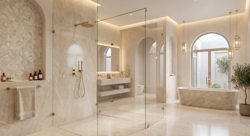 frameless shower enclosure luxury villa