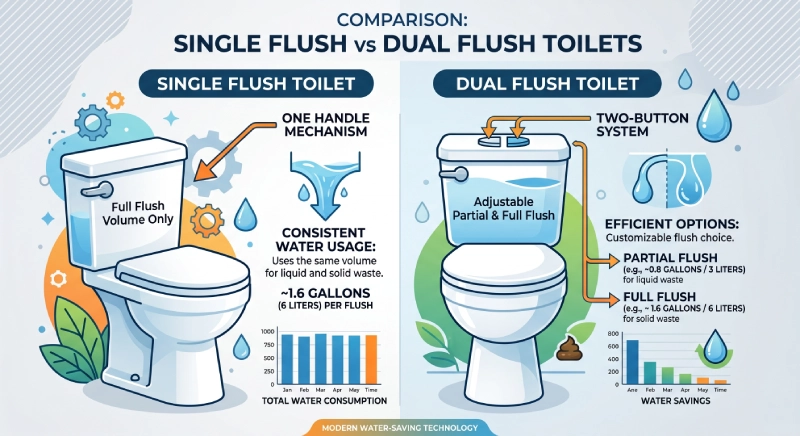 single flush vs dual flush toilet comparison