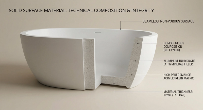 solid surface bathtub material structure