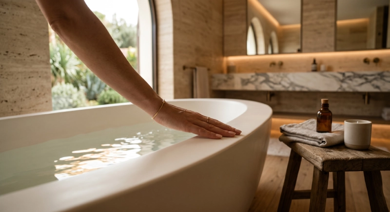 villa master bathroom bathtub selection tactile experience luxury