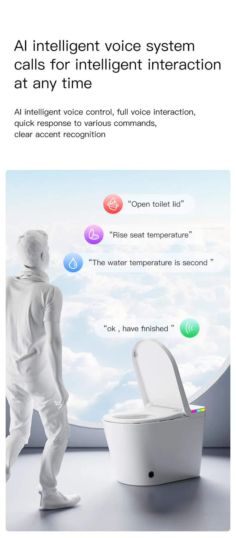 U5 Bathroom Tankless Smart Toilet with AI Voice Control for Elegant Townhouse