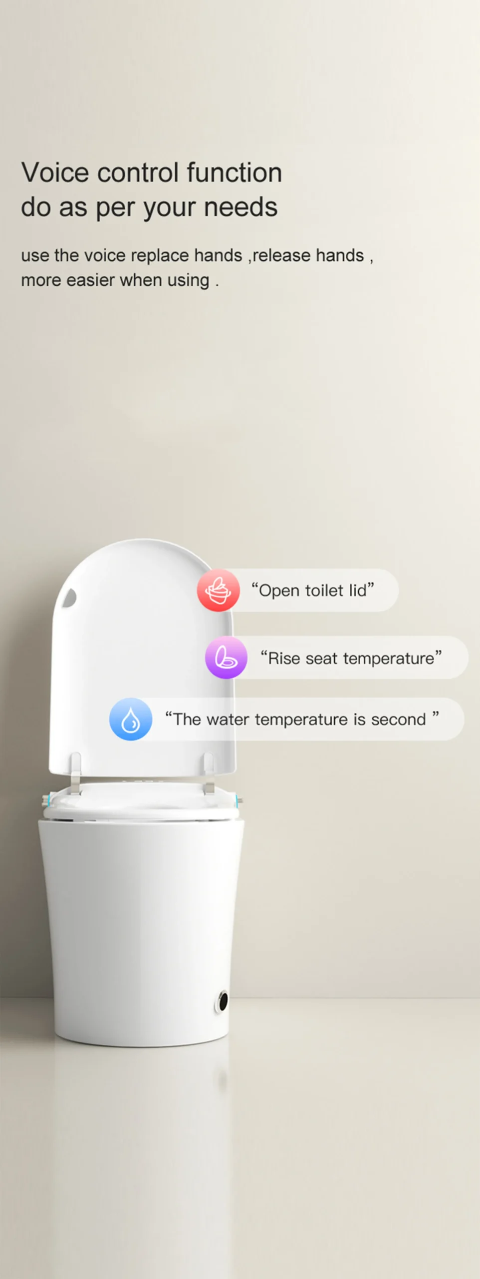 U2 Freestanding Bathroom Smart Toilet with Voice Control for Modern Resort