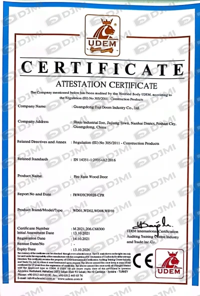 Global manufacturing standard compliance certificate