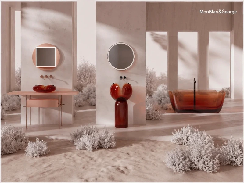 FLOWER SERIES petal-inspired bathroom collection for boutique hotel and suite bathrooms