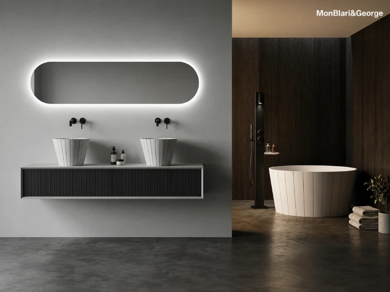 SWING SERIES premium bathroom collection with fluid geometry and resin inlay for resort bathrooms