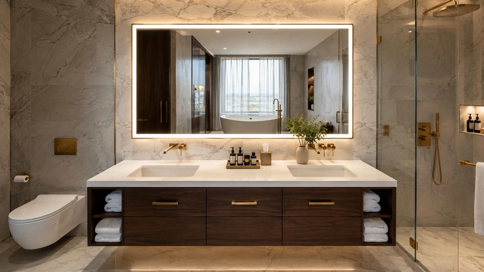 Hotel guest room sanitary ware package planned by space quantity and finish