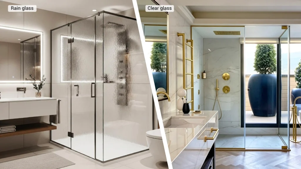 Rain Glass vs Clear Glass Shower Doors for Hotels?