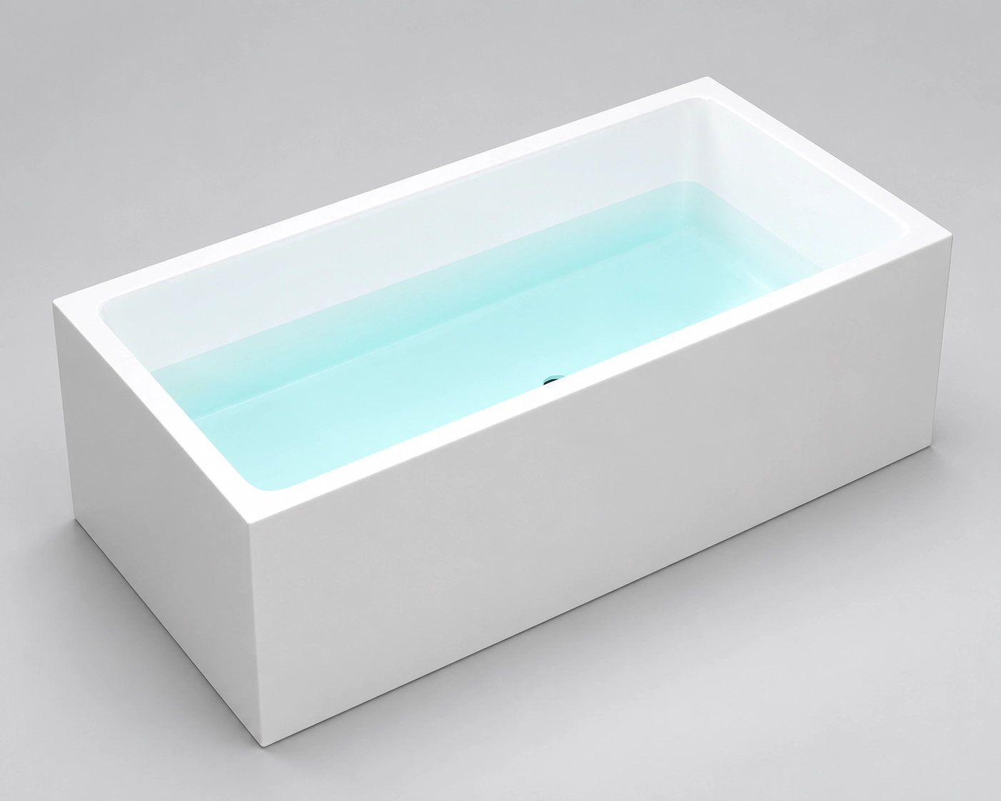 Rectangular freestanding bathtub for commercial bathroom layouts