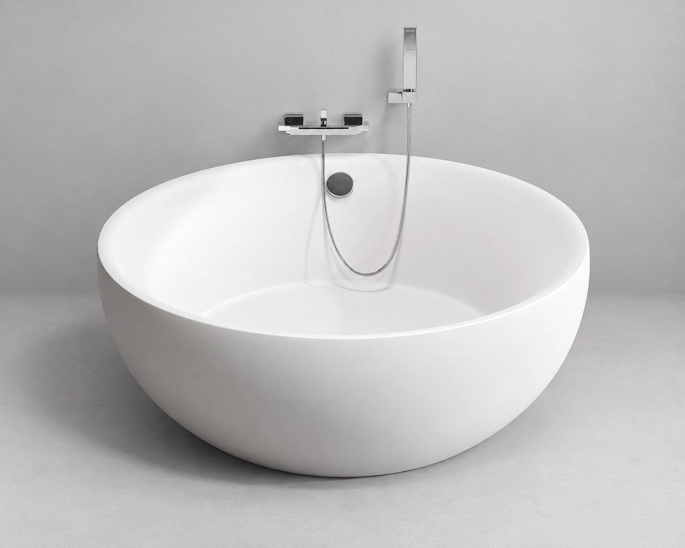 Round freestanding bathtub design for hotel and resort bathroom projects