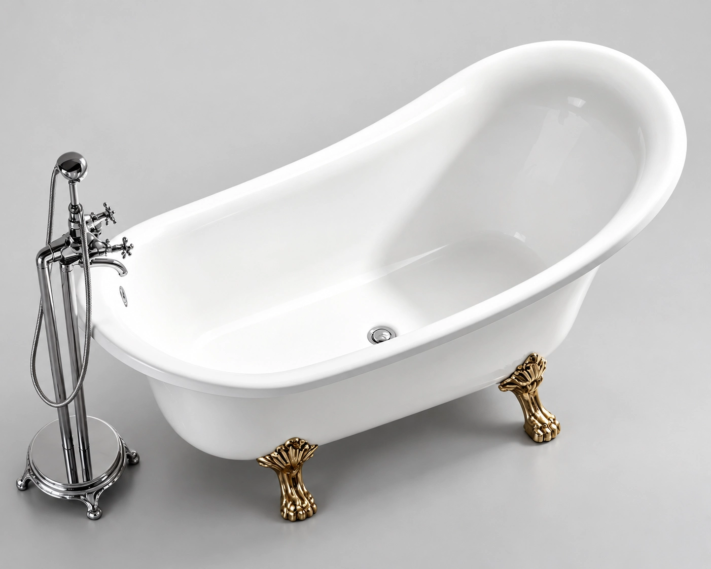 Clawfoot bathtub with raised legs for traditional bathroom designs