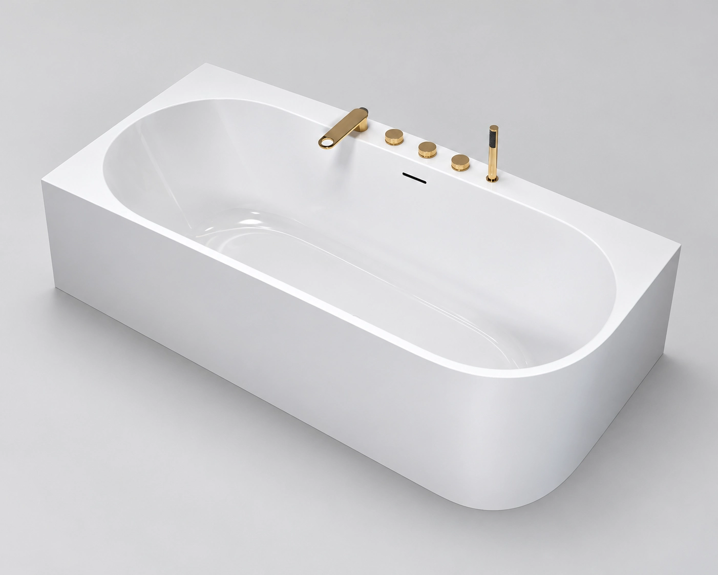 Back-to-wall freestanding bathtub for space-conscious hotel bathrooms