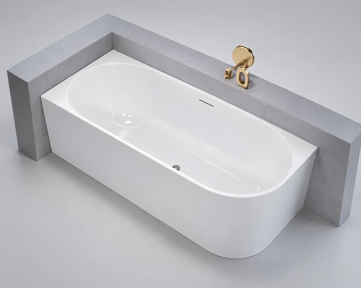 Alcove bathtub designed for three-wall bathroom installation
