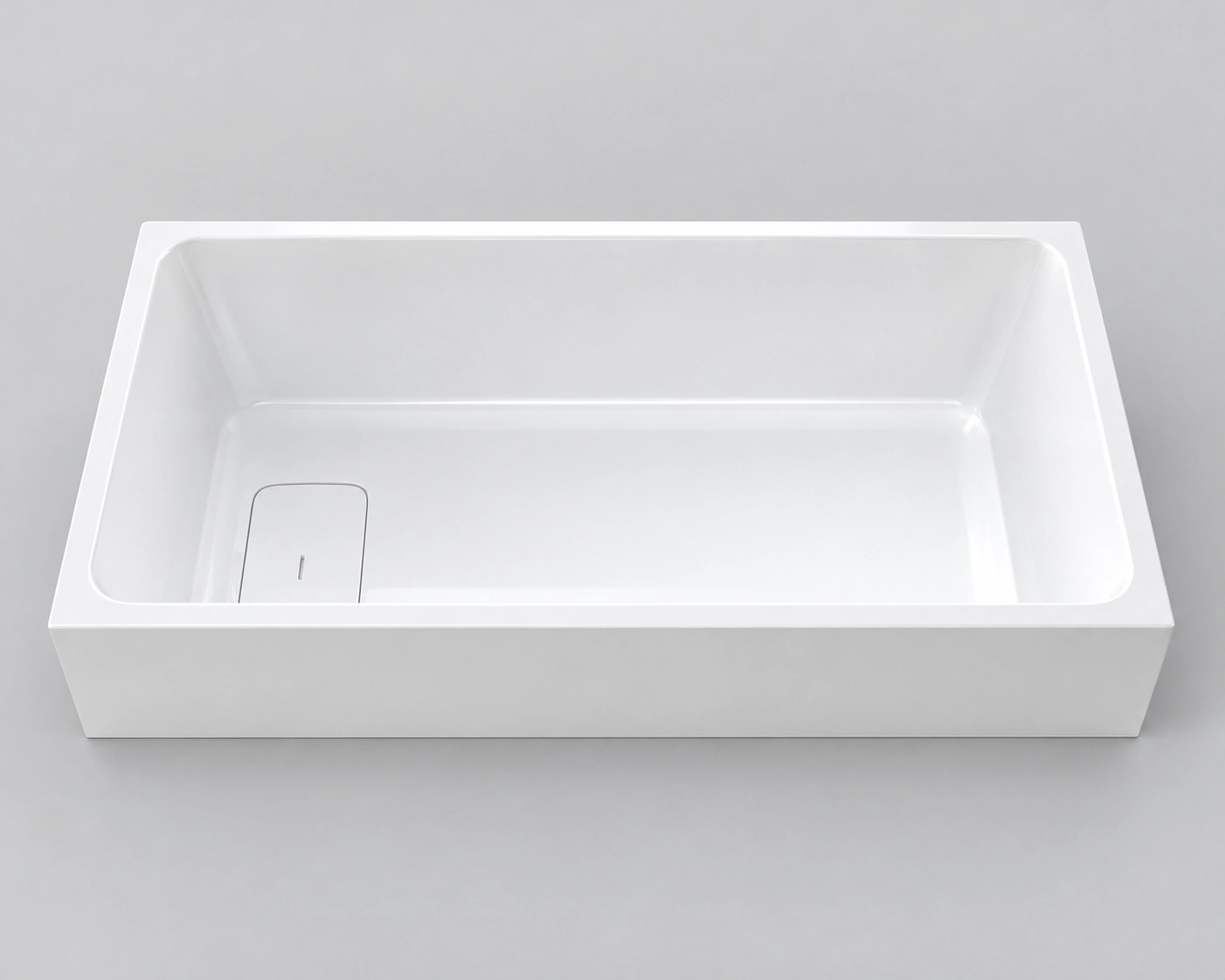 Drop-in bathtub installed into a constructed bathroom surround