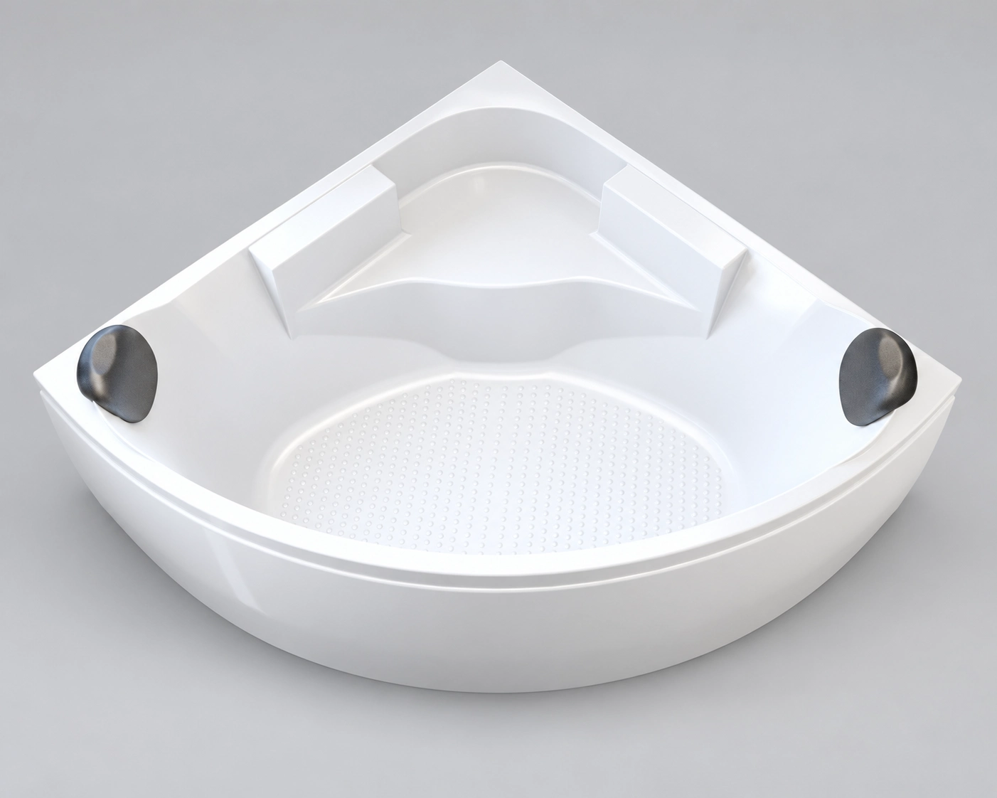 Corner bathtub configuration for hotel and apartment bathroom layouts