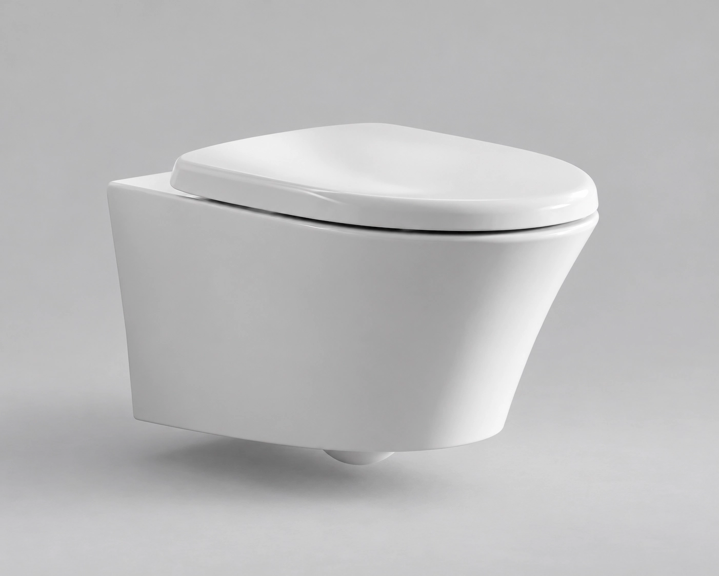 Elongated wall-hung toilet for hotel and apartment bathrooms