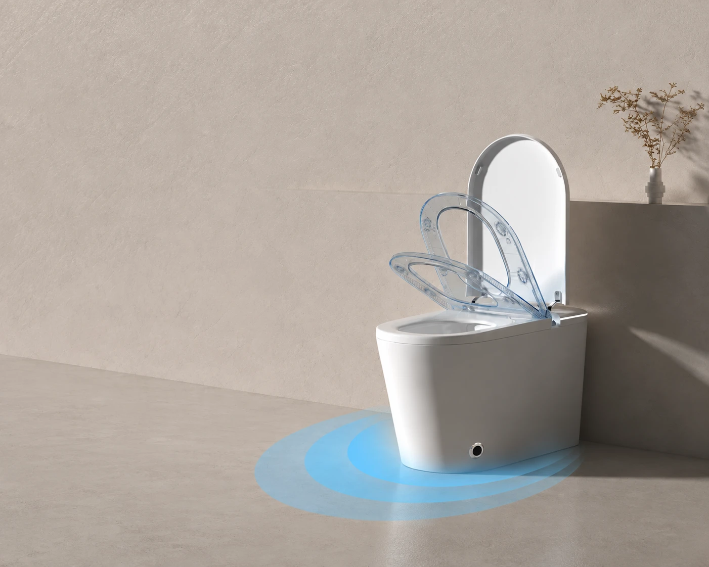 Smart toilet foot-sensor flushing function for touchless convenience