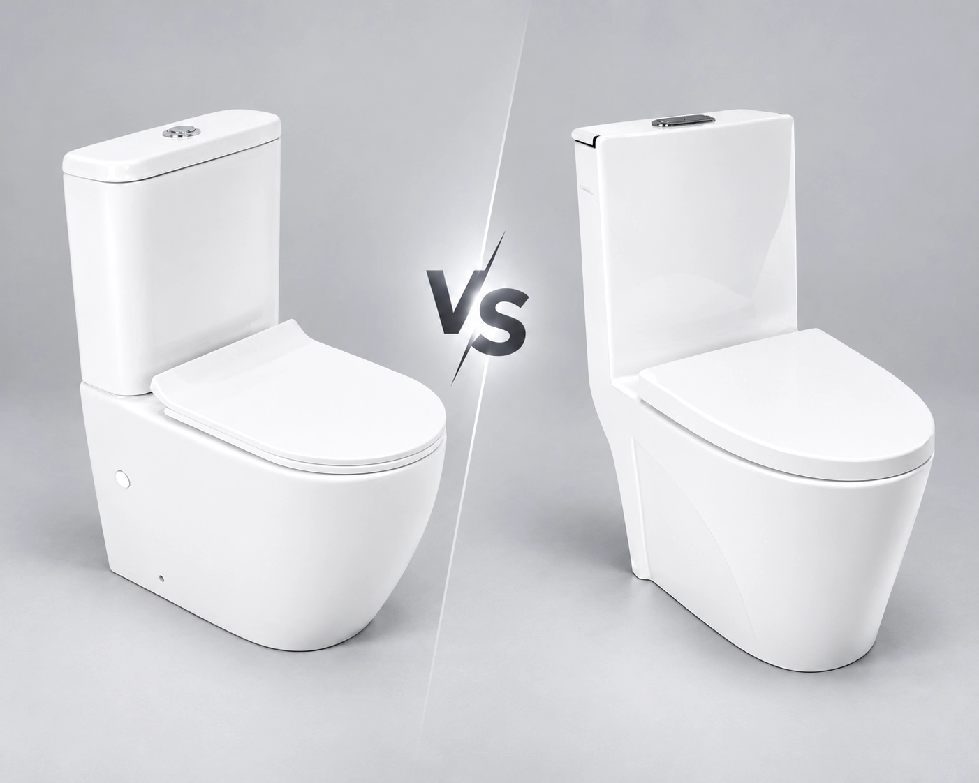 Ceramic toilet construction options including one-piece and two-piece designs