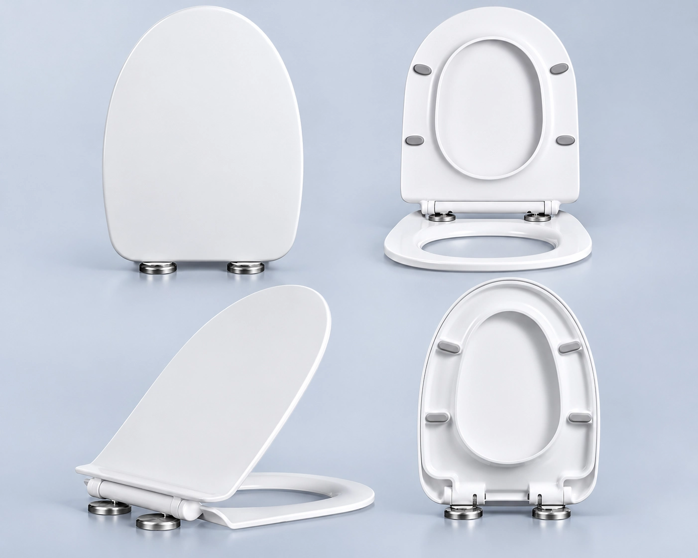 Standard toilet soft-close seat options in UF and PP materials