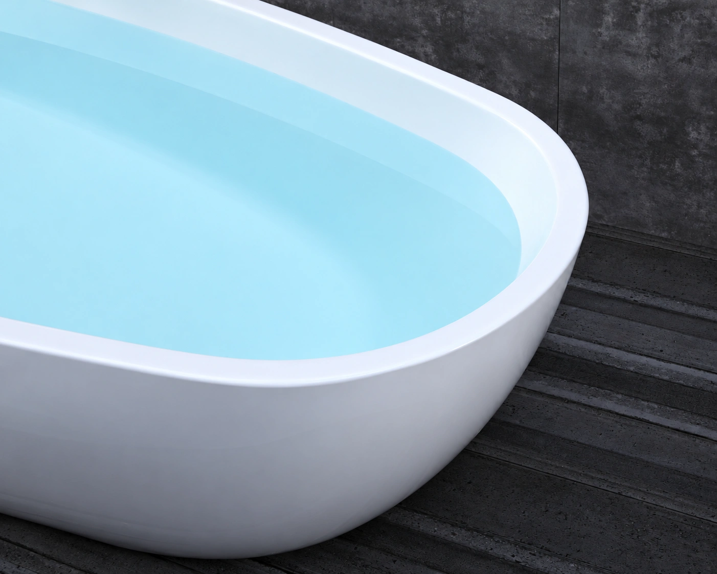 Acrylic bathtub material and surface construction for commercial bathroom projects